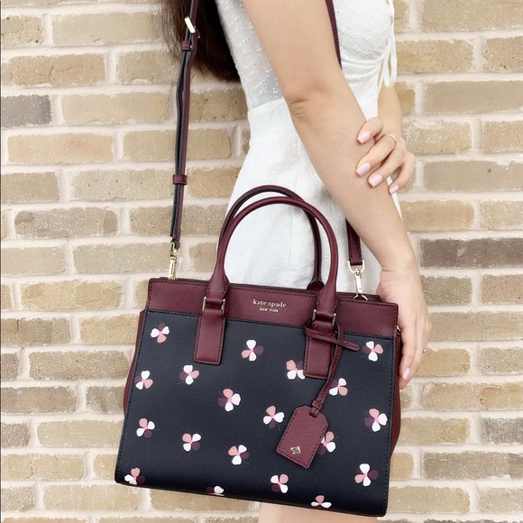 Kate Spade Cameron Street Medium Satchel Black Multi Floral - Picture 5 of 6